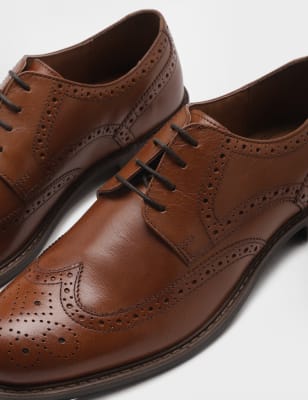 Pure Leather Plain Lace-up Brogues Shoes