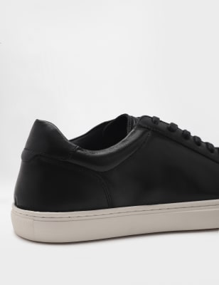 Black low top leather sales sneakers