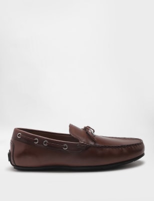 Pure Leather Plain Slip-on Loafers