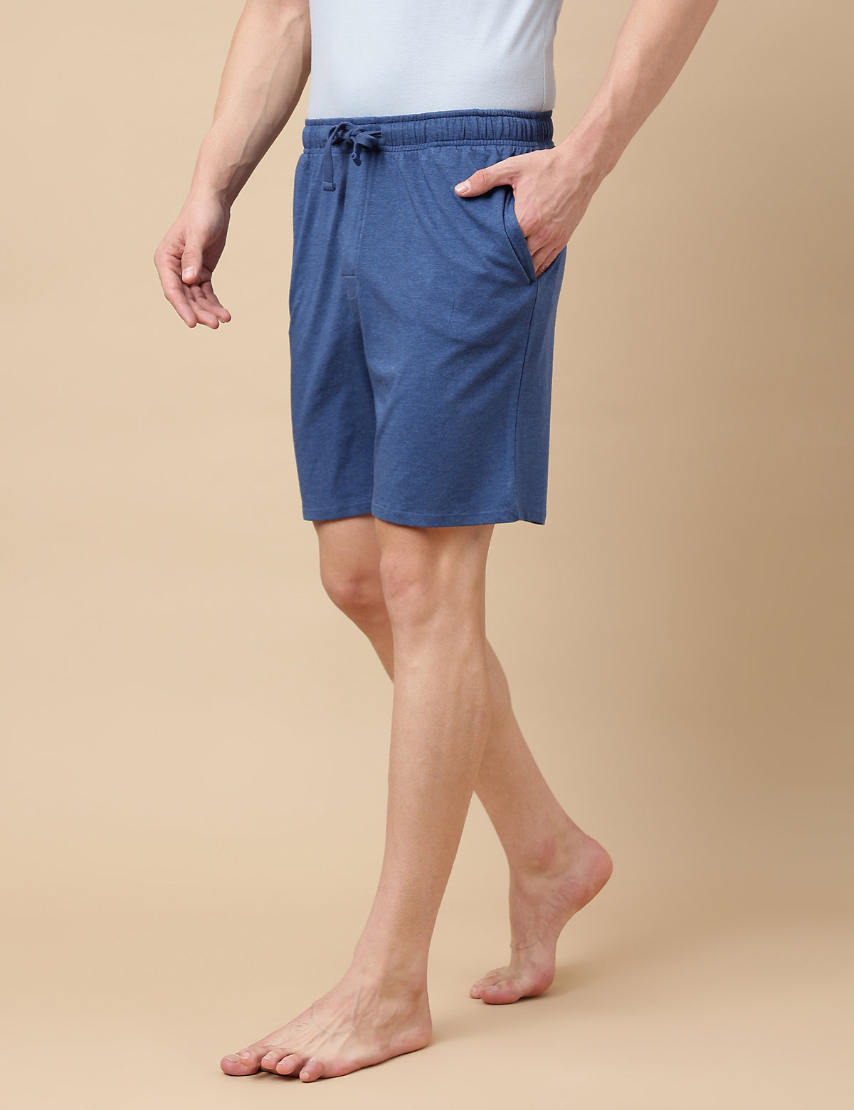 Cotton-Blend Solid Elasticated Shorts