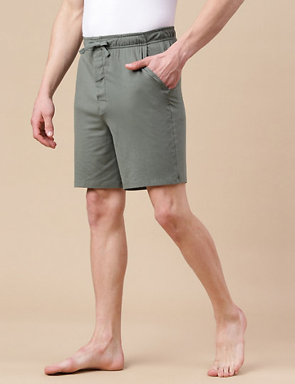 Cotton Blend Solid Shorts
