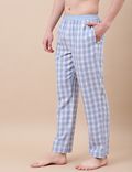Cotton Mix Check Relaxed Fit Pants