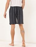 Cotton Linen Mix Striped Regular Fit Shorts