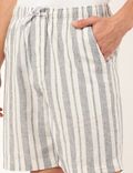 Cotton Linen Mix Striped Regular Fit Shorts