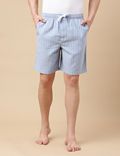 Cotton Mix Striped Relaxed Fit Shorts