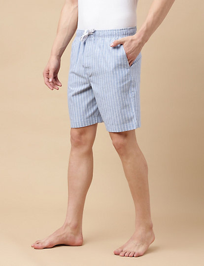 Cotton Blend Striped Shorts