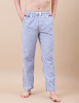 Cotton Mix Striped Relaxed Fit Pants