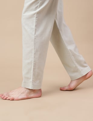 Cotton Mix Plain Relaxed Fit Pants