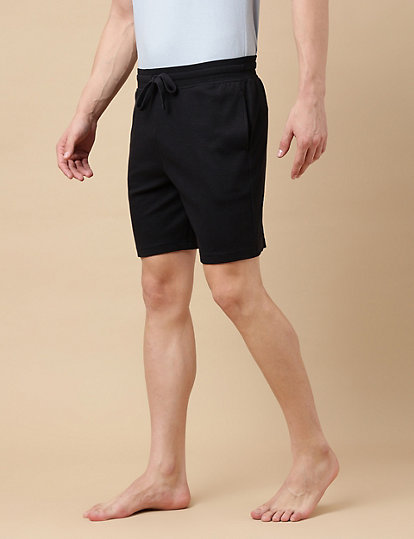 Cotton Blend Textured Shorts