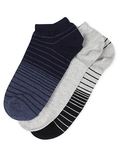 3 Pair of Cotton Mix Striped Socks