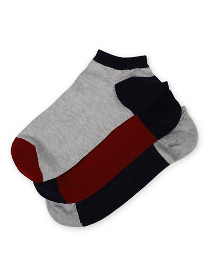 3 Pairs of Cotton Mix Colorblock Socks