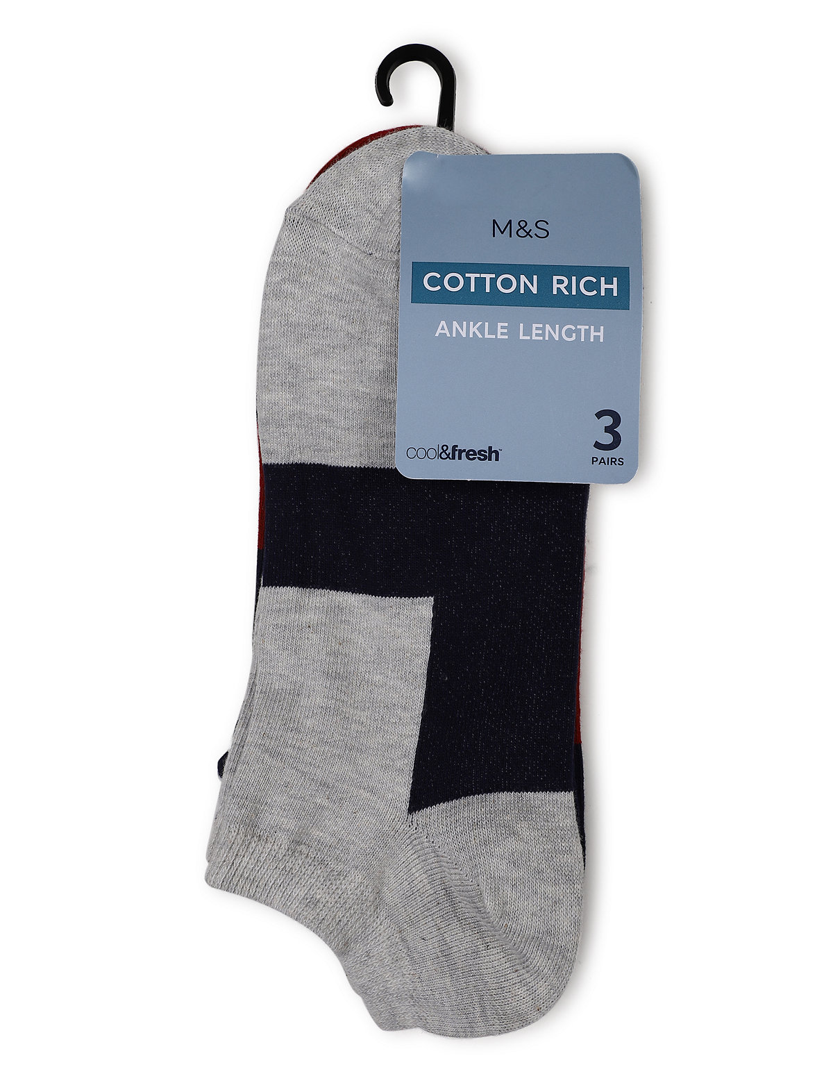 3 Pairs of Cotton Mix Colorblock Socks