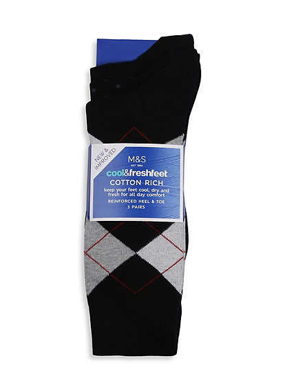 3Pk Argyle Design Socks