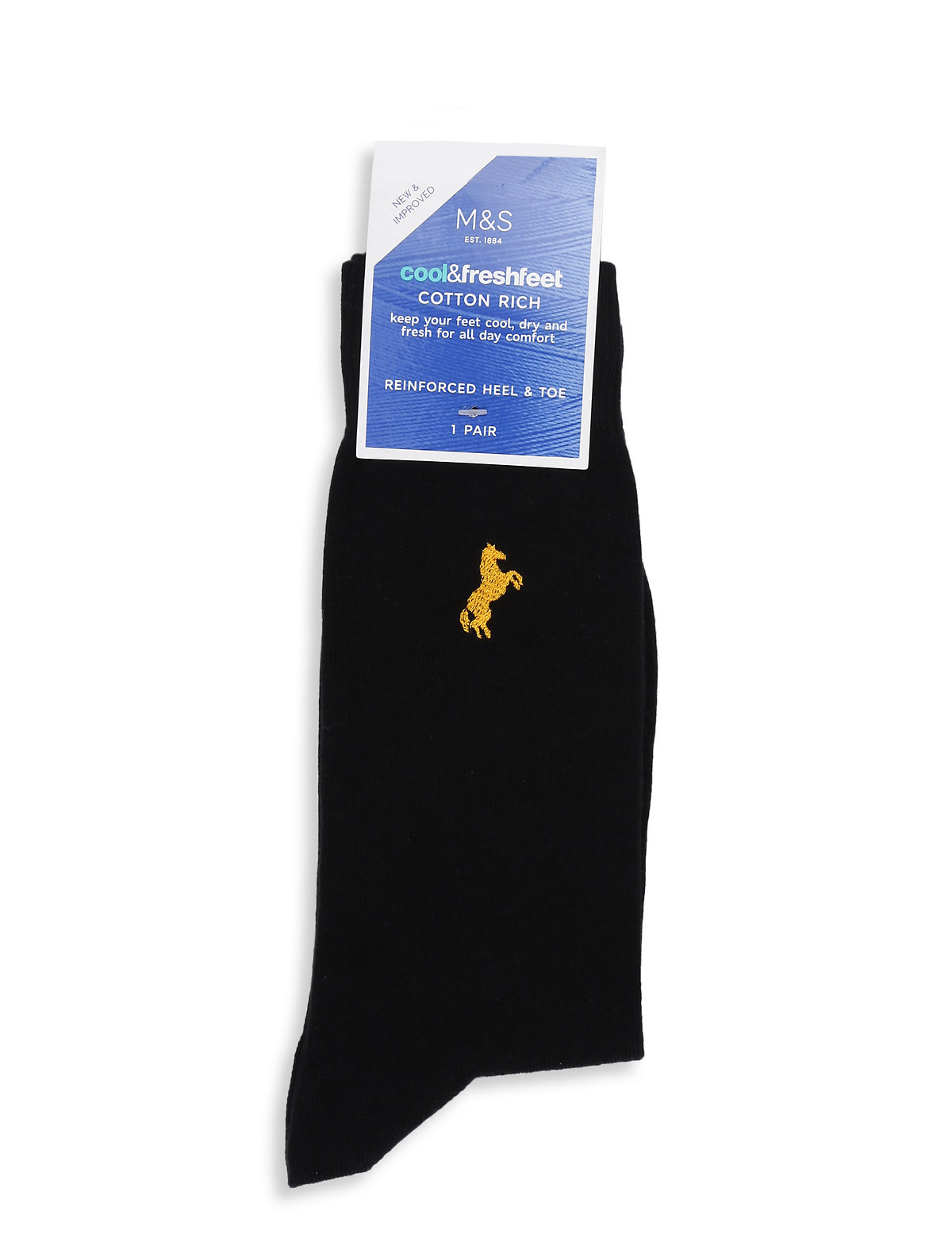 1Pk Gold Horse Emb Socks
