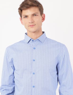 Pure Cotton Printed Spread Collar Shirt