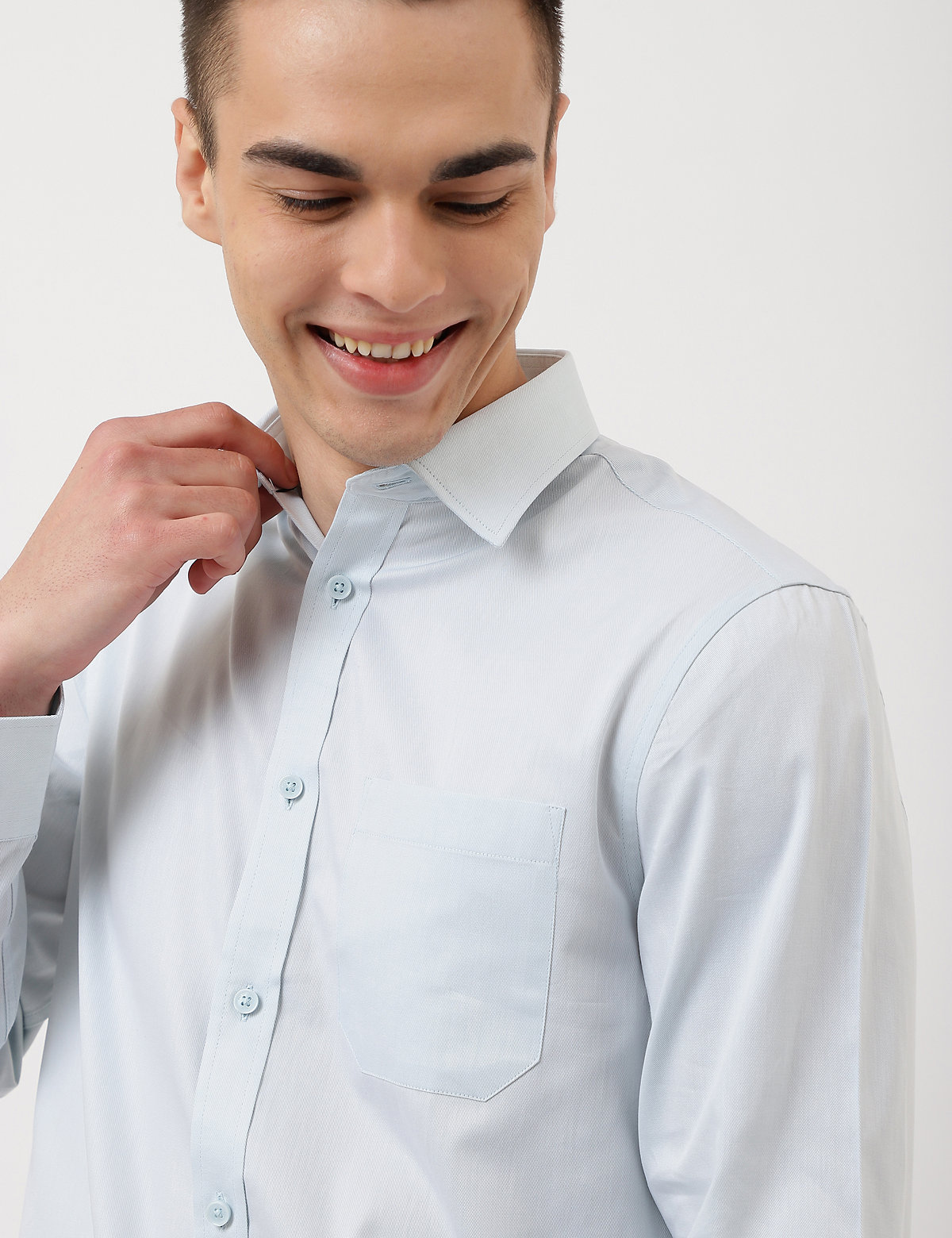 Pure Cotton Plain Spread Collar Shirt