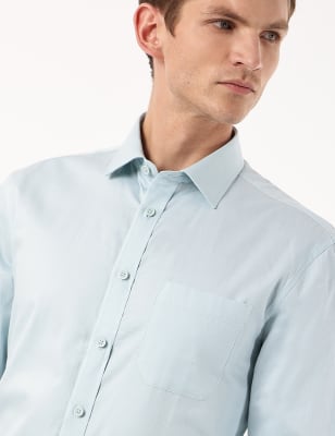 Pure Cotton Plain Spread Collar Shirt