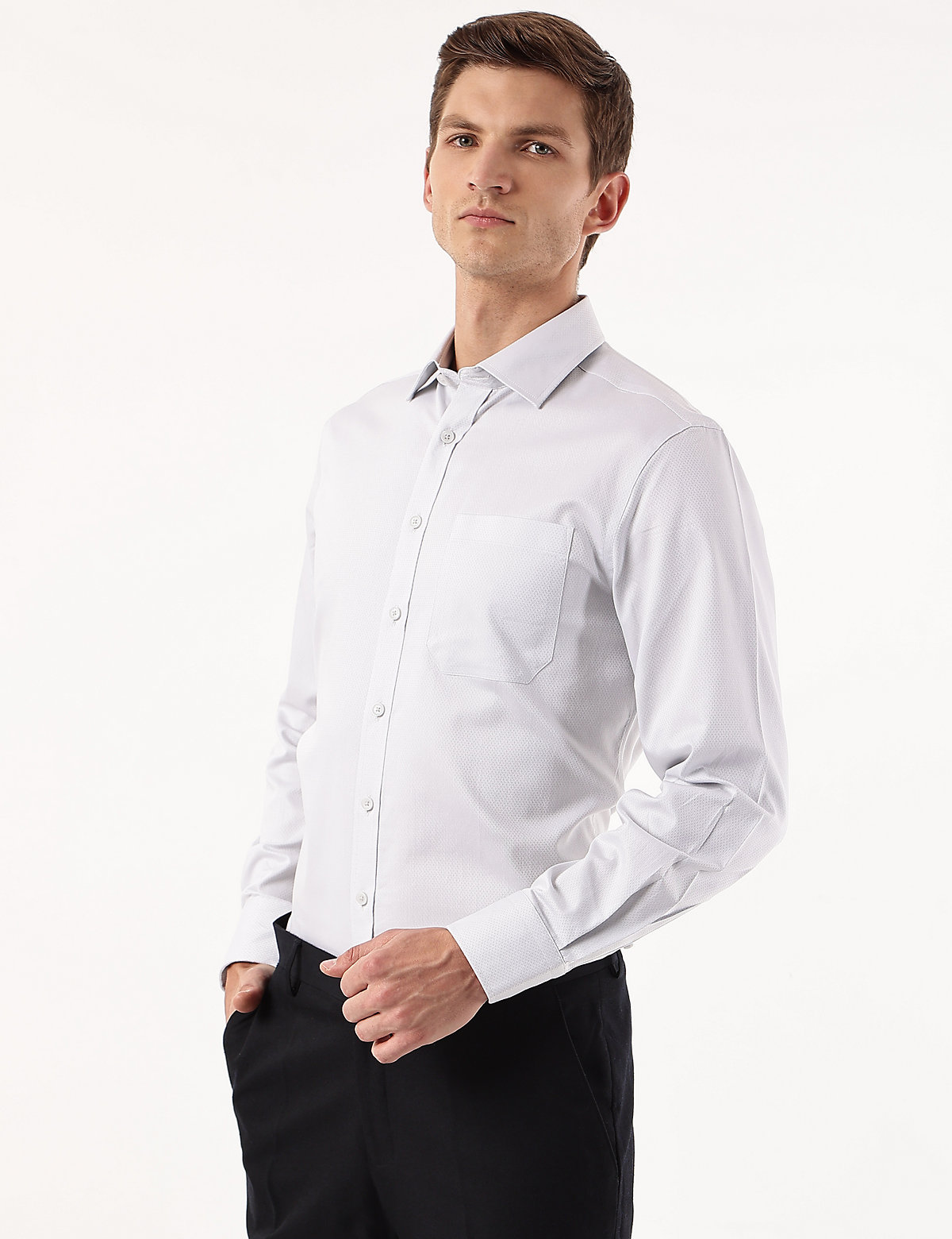 Pure Cotton Geometric Spread Collar Shirt