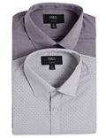 Pack of 2 Poly Mix Spread Collar Shirt