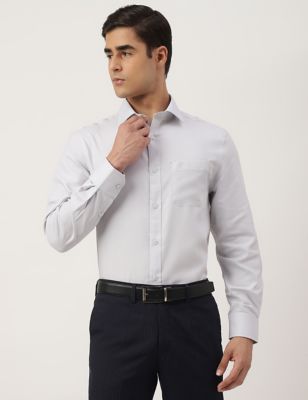 Pure Cotton Textured Spread Collar Shirt