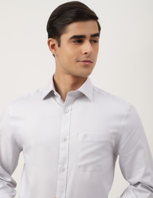 Pure Cotton Textured Spread Collar Shirt