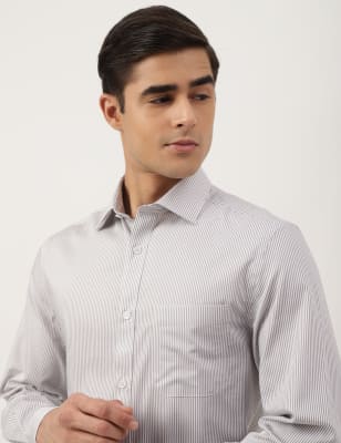 Pure Cotton Striped Spread Collar Shirt