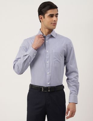 Pure Cotton Striped Spread Collar Shirt