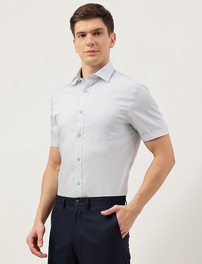 Cotton Rich Striped Short Sleeves Shirt