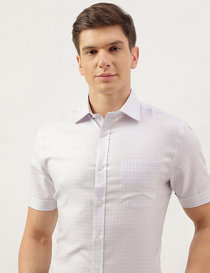 Cotton Rich Checked Short Sleeves Shirt