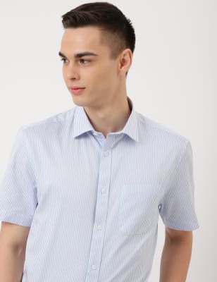 Pure Cotton Striped Collared Formal Shirt