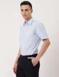 Pure Cotton Striped Collared Formal Shirt