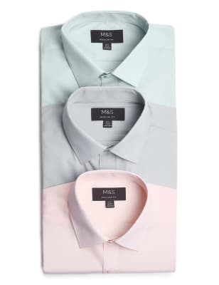 3PK Easy To Iron  Solid Shirt