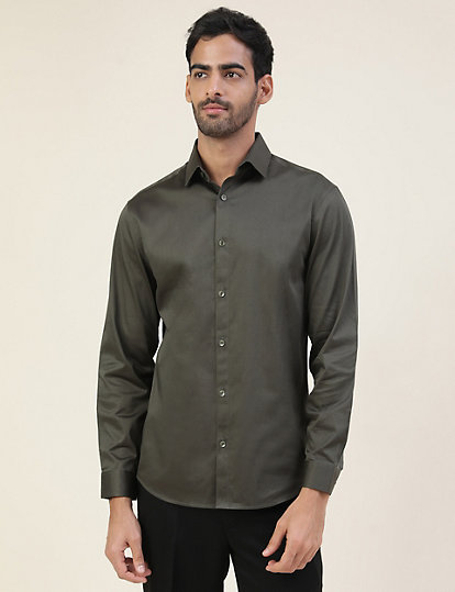 Cotton Slim Fit Solid Full Sleeves Shirt