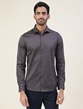 Premium Geometric Print Sateen Slim Fit Shirt