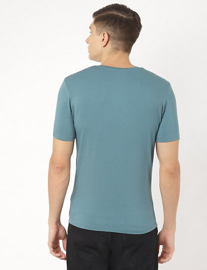Modal Mix Plain Round Neck T-Shirt