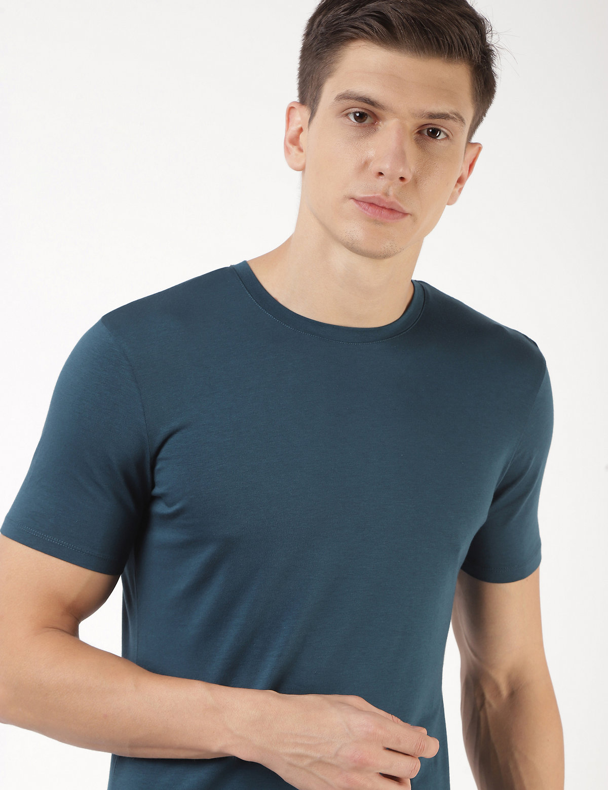 Cotton-Blend Solid Pull-On T-Shirt
