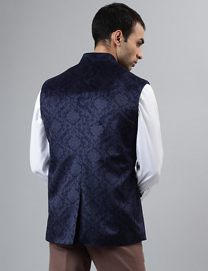 Self Design Mandarin Waistcoat