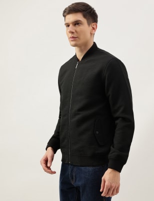 Textured Slim Fit Bomber Jacket