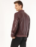 Faux Leather Bomber Jacket