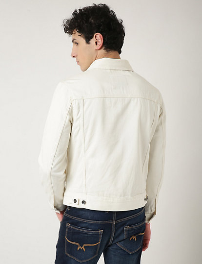Cotton Mix Plain Spread Collar Denim Jacket