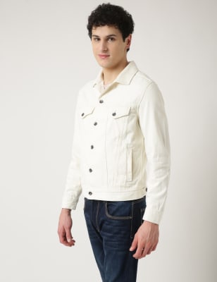 Cotton Mix Plain Spread Collar Denim Jacket