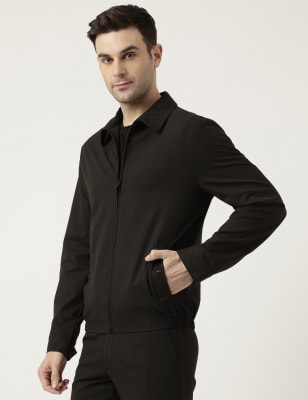 Striped Bat Sleeve Collar Jacket