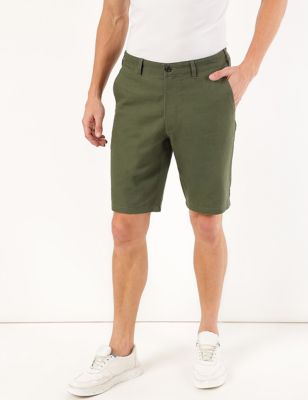 

Mens M&S Collection INT OPP Linen Shorts - Dark Khaki, Dark Khaki