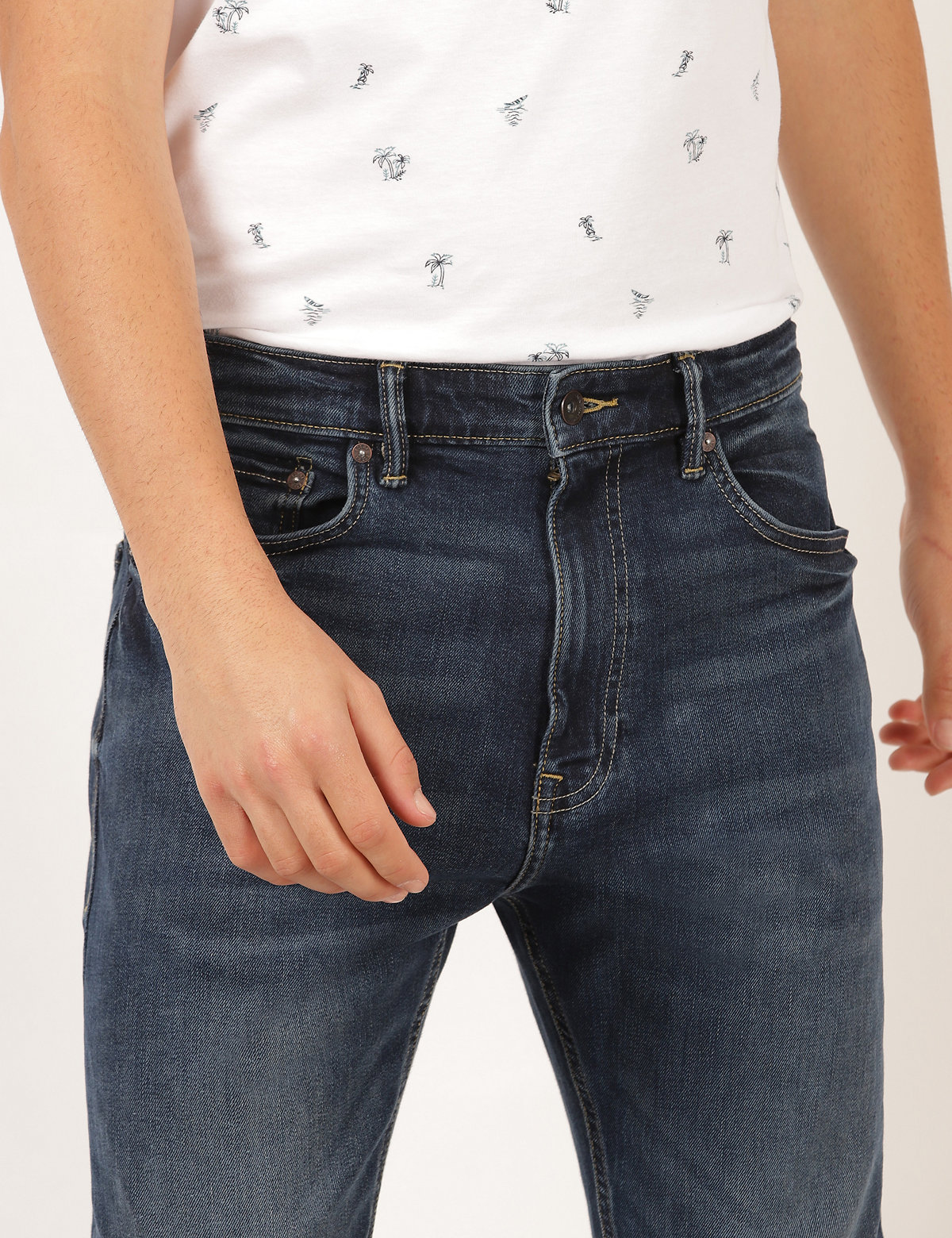 Cotton Mix Plain Regular Fit Jeans