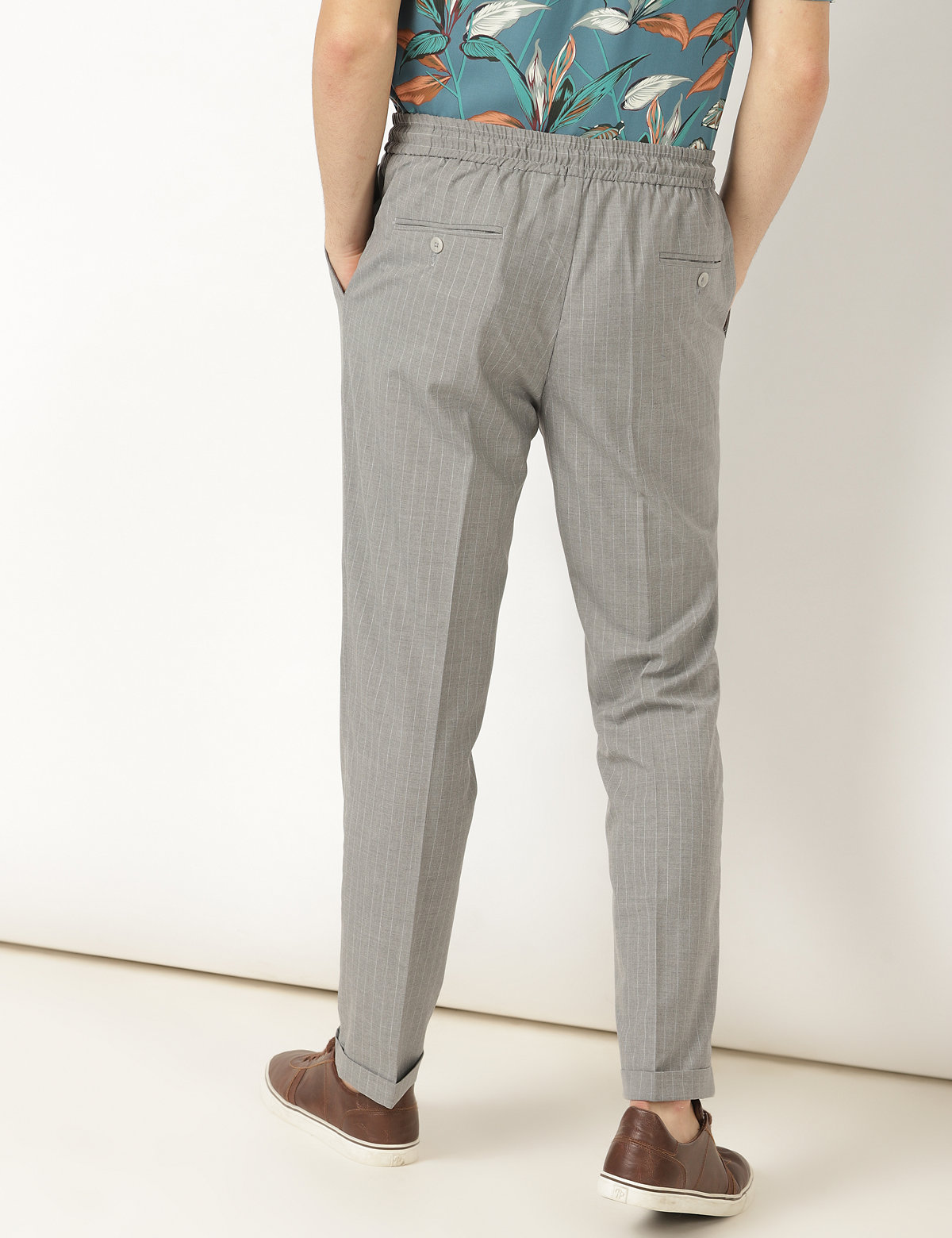 Polyester Mix Plain Slim Fit Trouser
