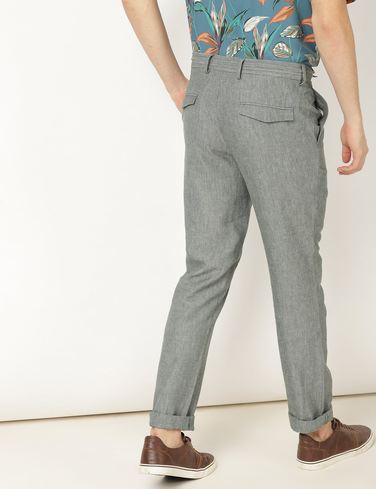 Linen Mix Plain Slim Fit Trouser