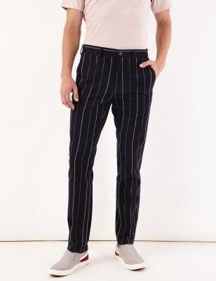 Cotton Mix Striped Regular Fit Trouser