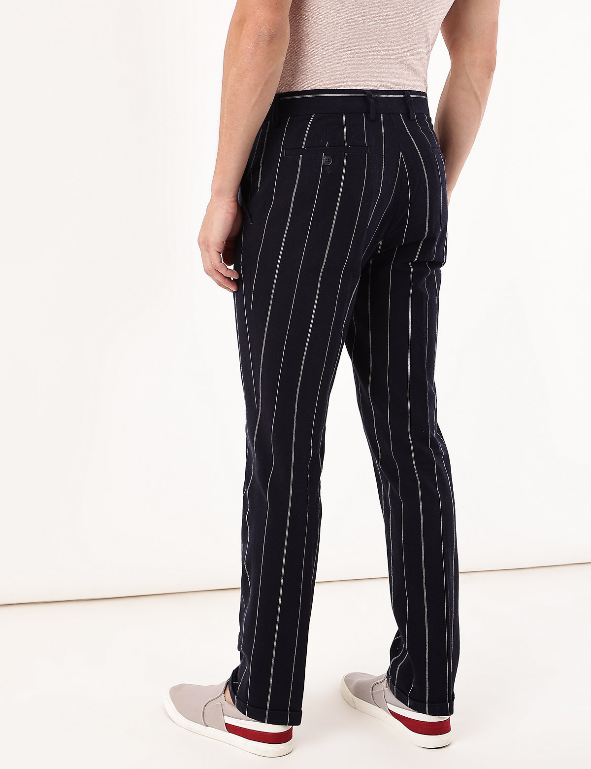 Cotton Mix Striped Regular Fit Trouser
