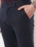 Regular Fit Cotton Blend Striped Trousers
