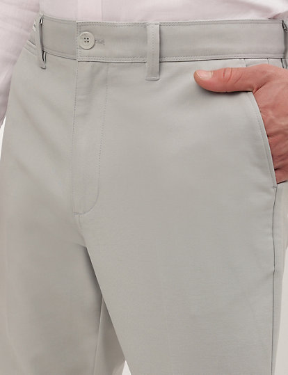 Cotton Mix Plain Slim Fit Trousers
